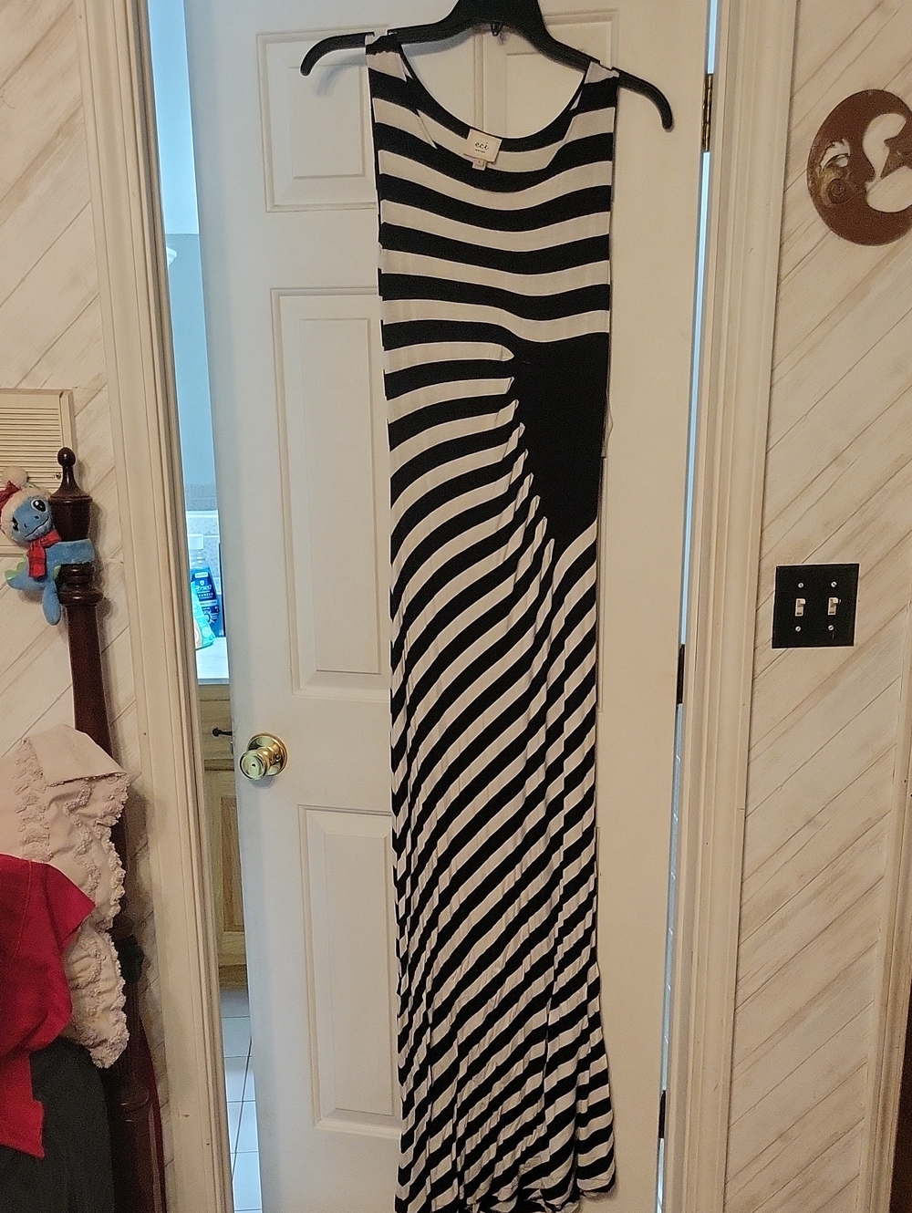 ECI Black and White Striped Maxi Dress
